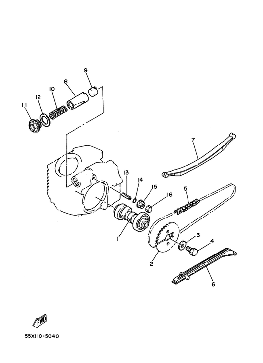 Yamaha 94580-25082 Chain — shown on the Camshaft & Chain parts diagram
