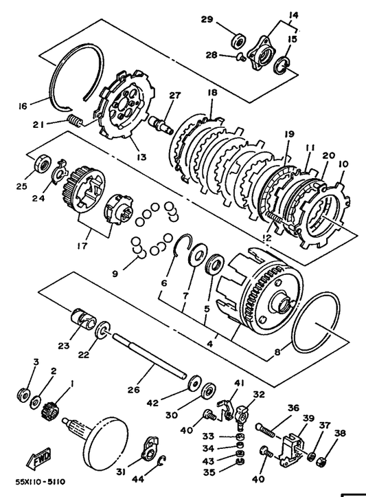 Yamaha 90501-135A4 Spring, Compression — shown on the Clutch parts diagram