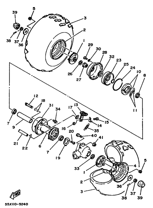 Yamaha 55X-25355-00 Lever, Camshaft — shown on the Rear Wheel parts diagram