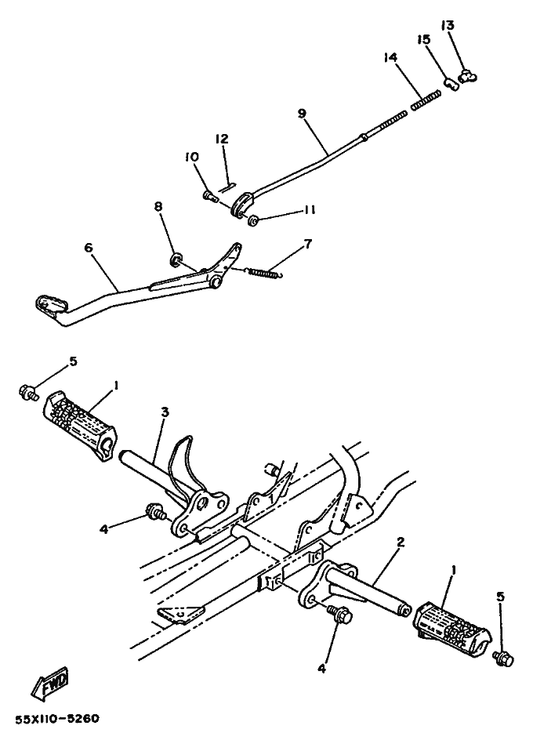 Yamaha 55X-27413-00 Cover, Footrest — shown on the Stand parts diagram
