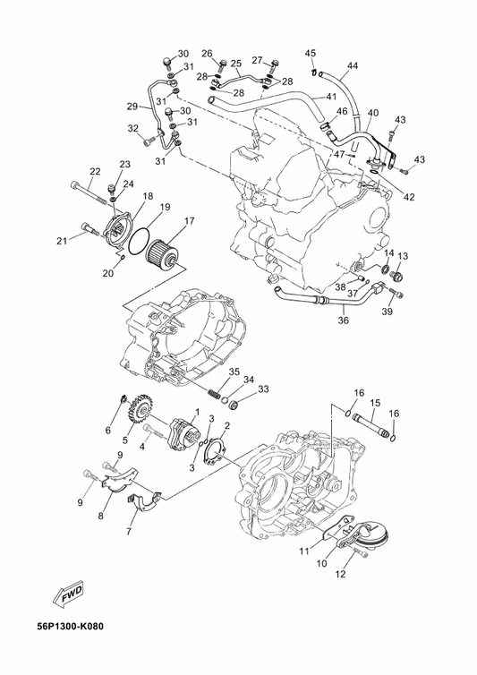 Yamaha 5LP-13329-00 Gasket, Pump Cover — shown on the Oil Pump parts diagram