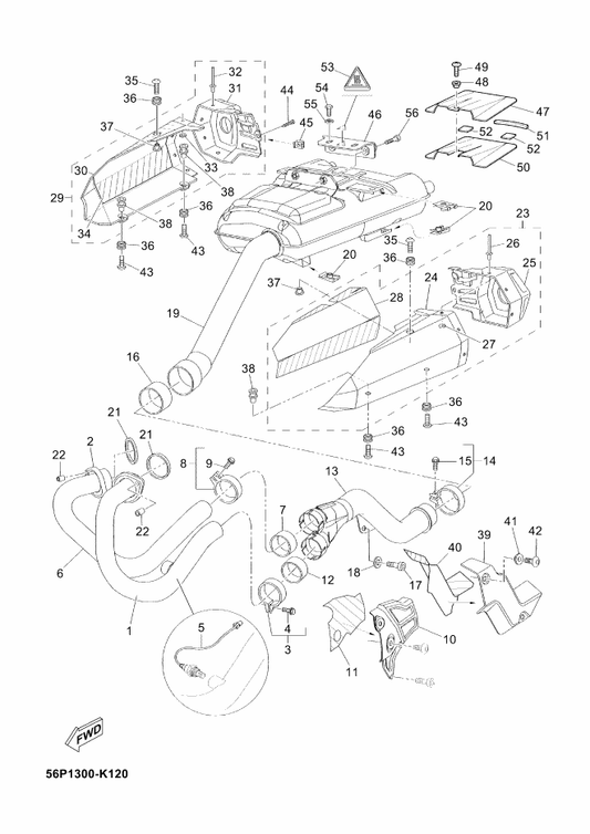 Yamaha 3YF-14613-01 Gasket, Exhaust Pipe — shown on the Exhaust parts diagram