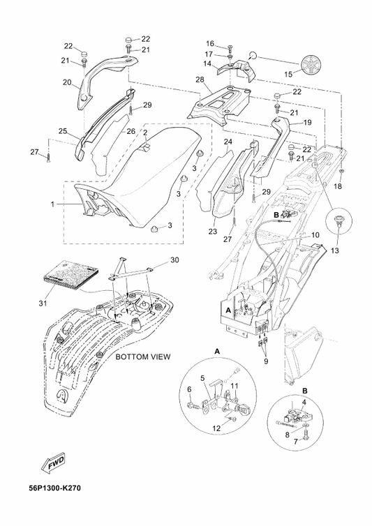 Yamaha 90387-06X01 Collar — shown on the Seat parts diagram