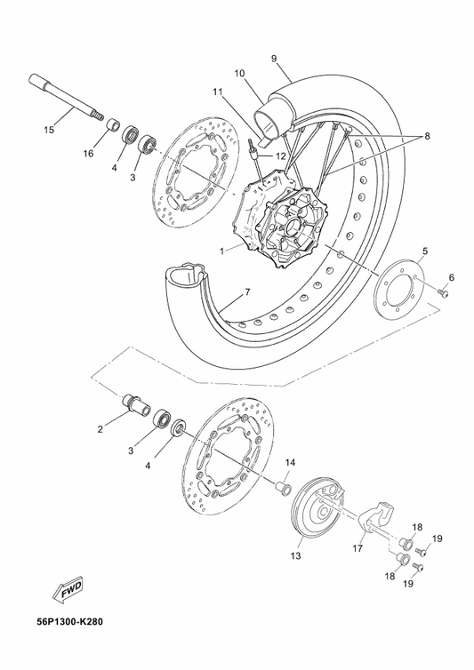 Yamaha 94418-21X02 Rim (1.85-21) — shown on the Front Wheel parts diagram