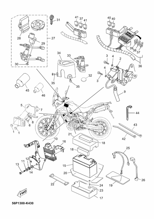 Yamaha 56P-H2116-00 Wire, Minus Lead — shown on the Electrical 1 parts diagram