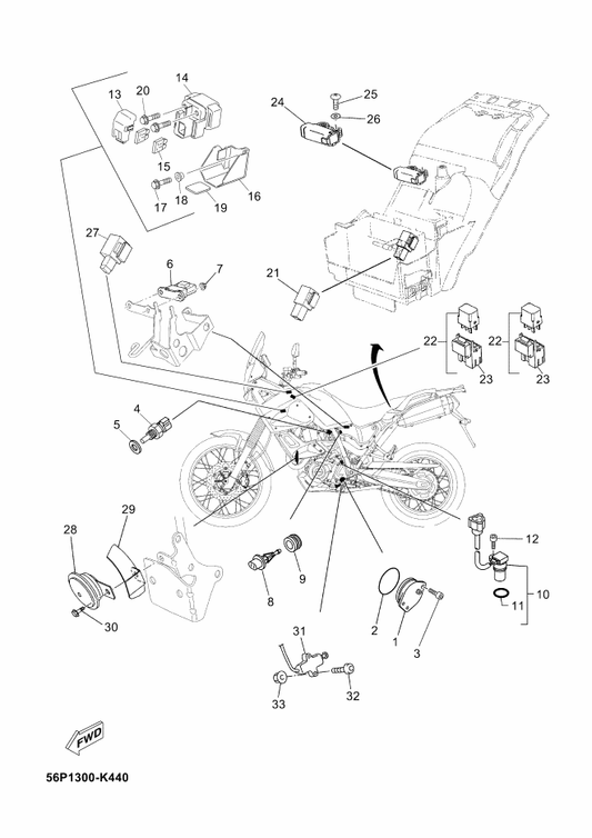 Yamaha 56P-H1614-00 Protector — shown on the Electrical 2 parts diagram