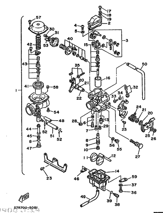 Yamaha 30X-14358-00 . Nut — shown on the Carburetor parts diagram