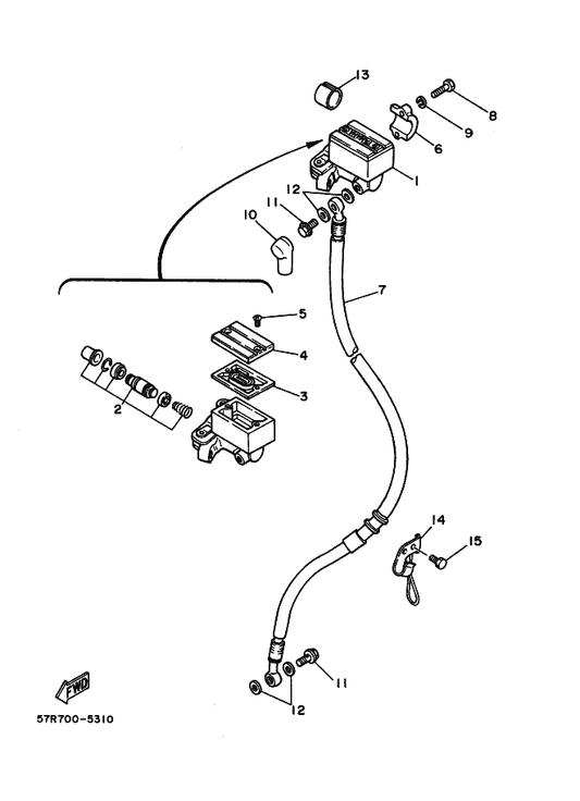 Yamaha 56A-W0041-00 . Cylinder Kit, Master — shown on the Front Master Cylinder parts diagram