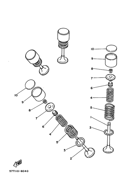 Yamaha 30X-12121-00 Valve, Exhaust — shown on the Valve parts diagram