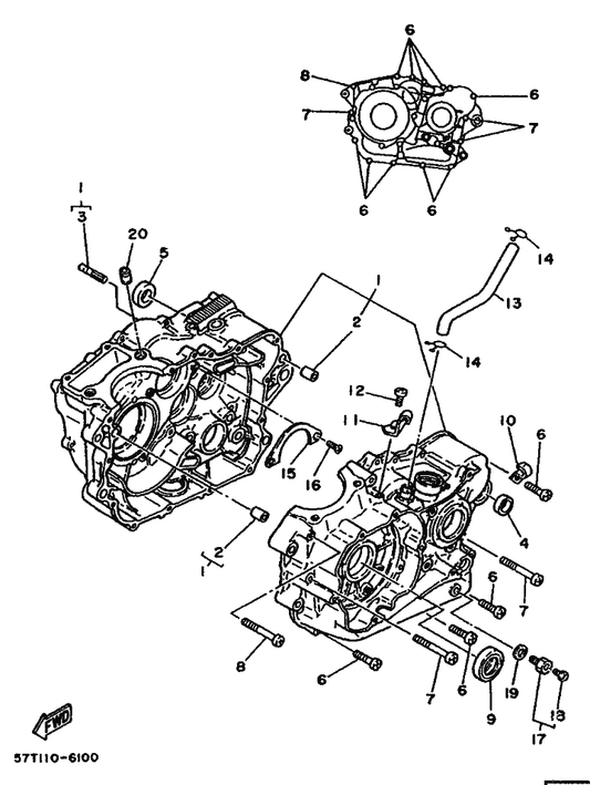 Yamaha 93102-25305 Oil Seal — shown on the Crankcase parts diagram