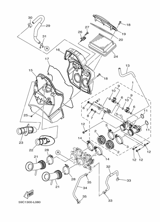 Yamaha 90338-05056 Plug — shown on the Intake parts diagram