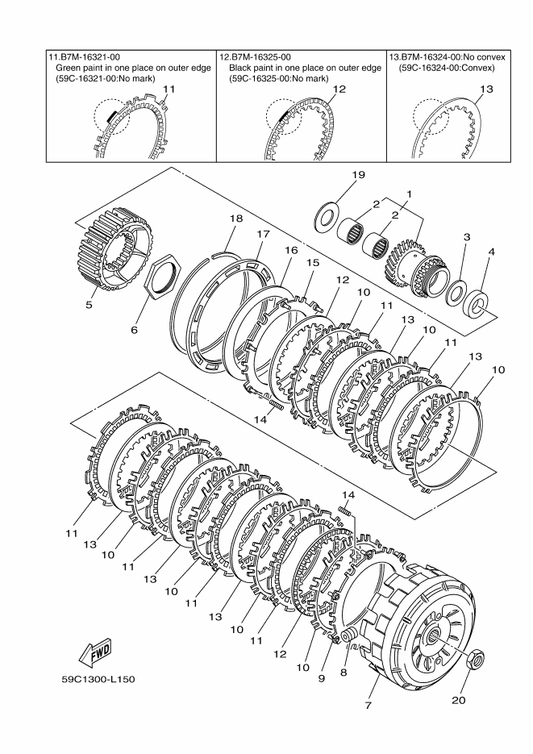 Yamaha 59C-16510-00 Clutch Housing Comp. — shown on the Clutch parts diagram