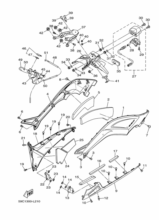 Yamaha 59C-21741-00-P3 Cover, Side 4 — shown on the Side Cover 2 parts diagram