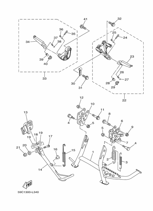 Yamaha 59C-27111-00 Stand, Main — shown on the Stand & Footrest parts diagram