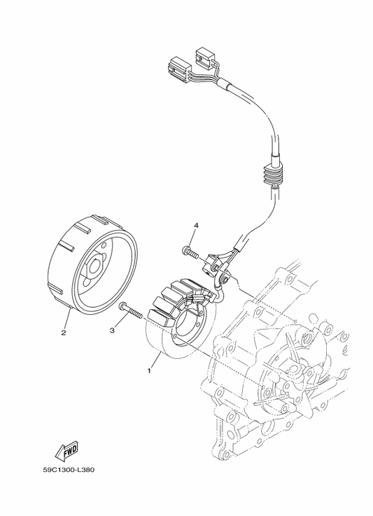 Yamaha 59C-81450-00 Rotor Assy — shown on the Generator parts diagram