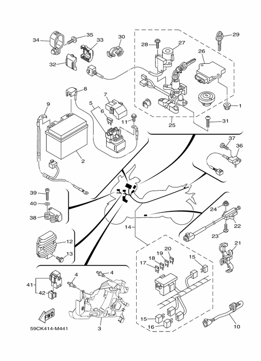 Yamaha 59C-82590-00 Wire Harness Assy — shown on the Electrical 1 parts diagram