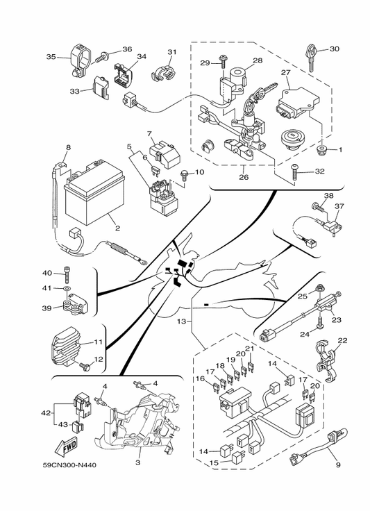 Yamaha 59C-8255P-00 . Immobilizer. Unit Comp. — shown on the Electrical 1 parts diagram