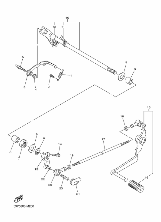 Yamaha 5VY-18144-00 Hanger, Spring — shown on the Shift Shaft parts diagram