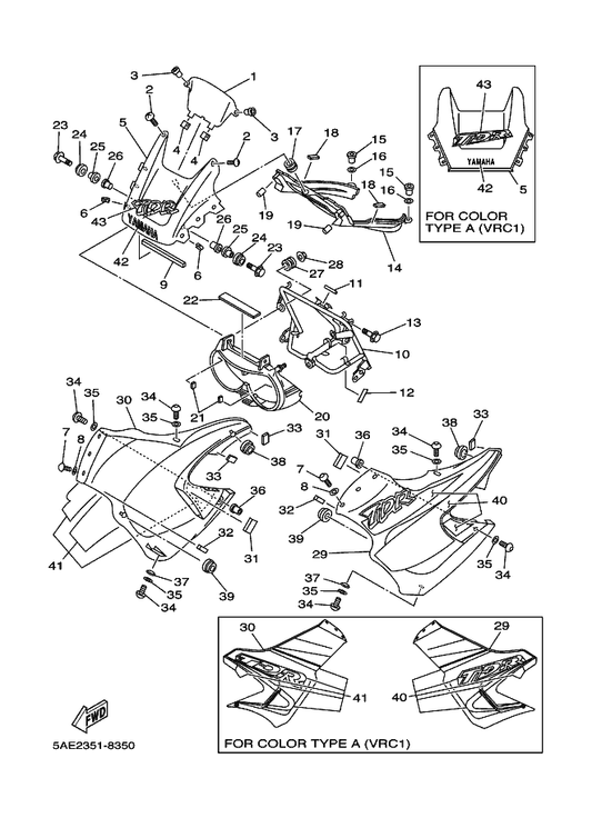 Yamaha 4FU-28381-00 Windshield — shown on the Cowling 1 parts diagram