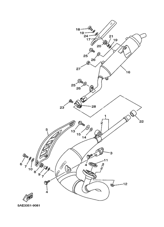 Yamaha 90387-061V4 Collar — shown on the Exhaust parts diagram