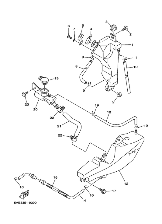 Yamaha 3MA-2172N-00 Bracket 4 — shown on the Oil Tank parts diagram