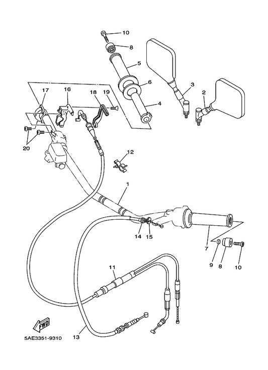 Yamaha 4FU-26335-10 Cable, Clutch — shown on the Steering Handle & Cable parts diagram