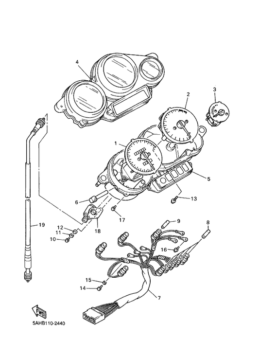 Yamaha 4TV-83570-20 Speedometer Assy — shown on the Meter parts diagram