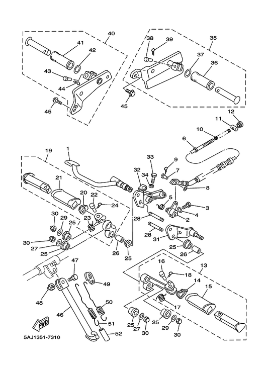 Yamaha 2UJ-27211-01 Pedal, Brake — shown on the Stand & Footrest parts diagram