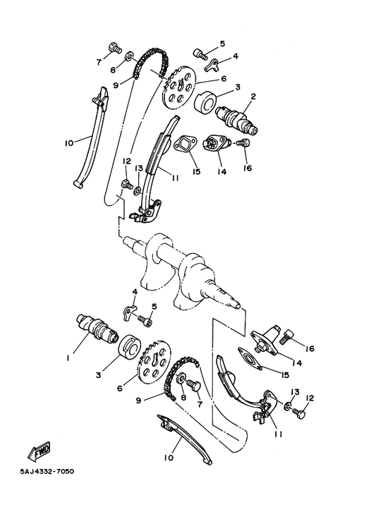 Yamaha 2UJ-12241-00 Guide, Stopper 2 — shown on the Camshaft & Chain parts diagram