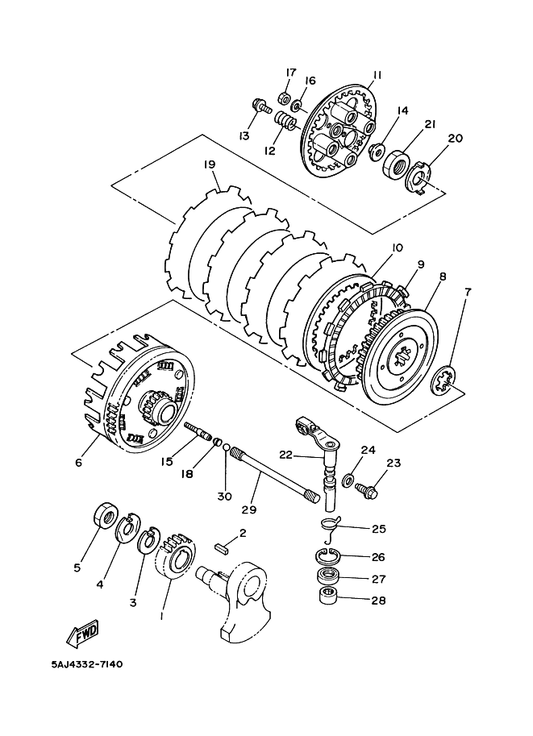 Yamaha 90215-16320 Washer, Lock — shown on the Clutch parts diagram