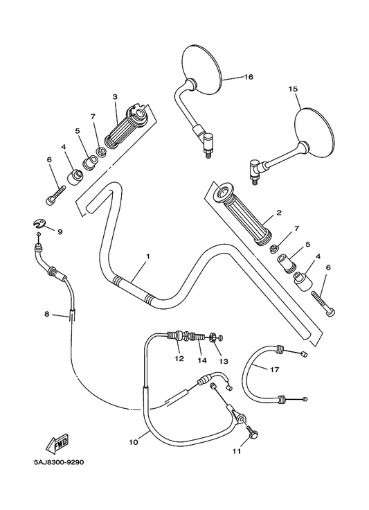 Yamaha 4RF-26311-10 Cable, Throttle 1 — shown on the Steering Handle & Cable parts diagram