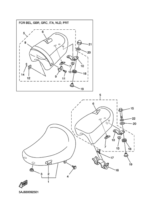 Yamaha 1WG-24712-00 . Plate — shown on the Seat parts diagram