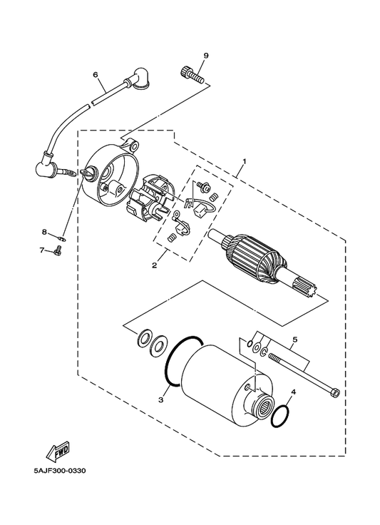 Yamaha 2UJ-8183G-00 . Cord Comp. — shown on the Starting Motor parts diagram