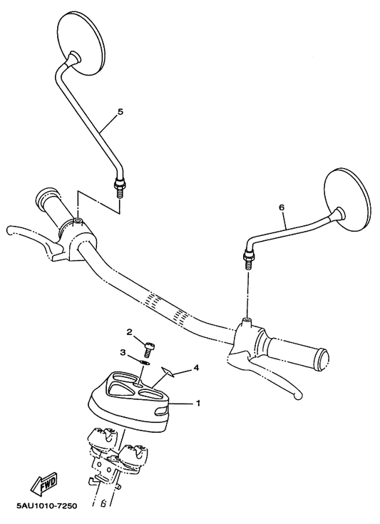 Yamaha 5AU-26280-00 バツクミラーアセンブリ(レフト) — shown on the カウリング 1 parts diagram