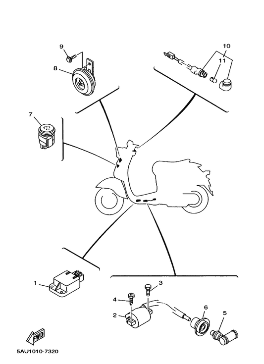 Yamaha 2VT-82370-00 プラグキヤツプアセンブリ — shown on the エレクトリカル 1 parts diagram