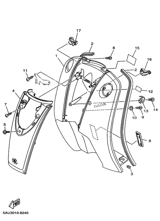 Yamaha 3YJ-28257-00 ホツク 1 — shown on the レツグシールド parts diagram