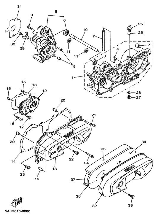 Yamaha 93306-00316 . ベアリング — shown on the クランクケース 1 (4Jp1-9) parts diagram