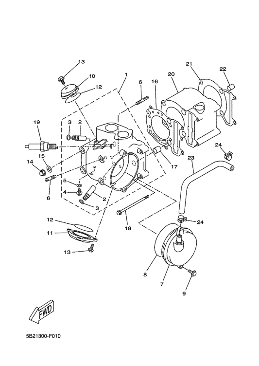 Yamaha 90201-08X21 Washer, Plate — shown on the Cylinder parts diagram
