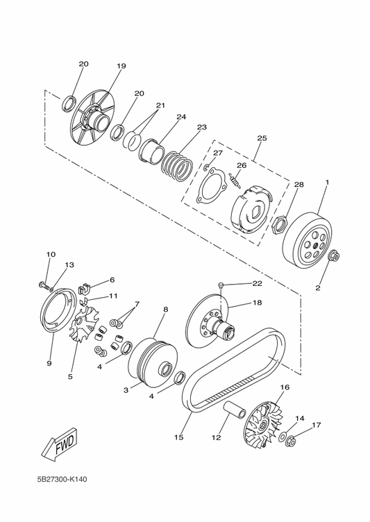 Yamaha 90110-04X00 Bolt, Hexagon Socket Head — shown on the Clutch parts diagram