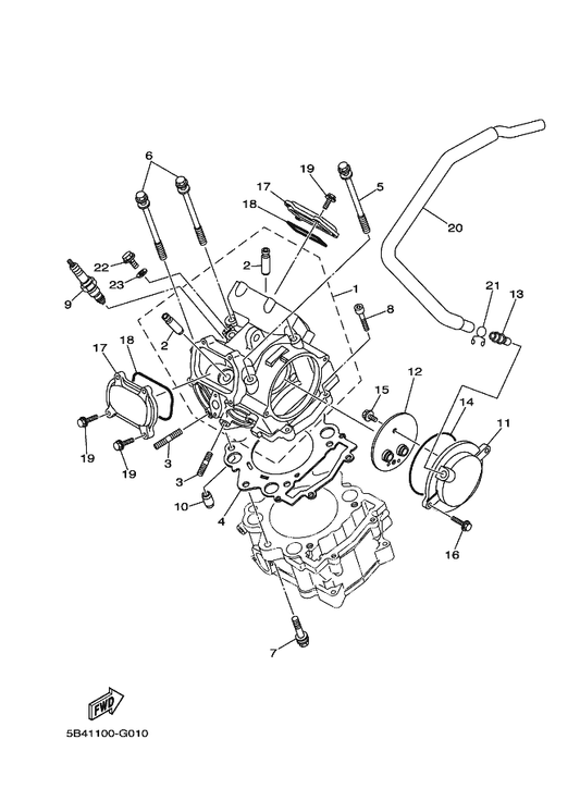 Yamaha 5B4-11102-00 Cylinder Head Assy — shown on the Cylinder Head parts diagram