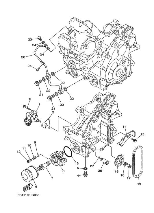 Yamaha 3B4-13329-00 Gasket, Pump Cover — shown on the Oil Pump parts diagram