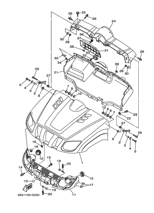 Yamaha 90183-051A1 Nut, Spring — shown on the Front Fender parts diagram