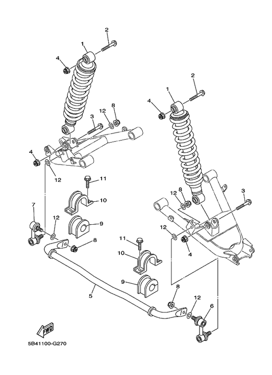 Yamaha 5B4-F2210-00 Shock Absorber Assy, Rear — shown on the Rear Suspension 2 parts diagram