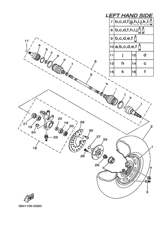 Yamaha 5B4-F518F-00 Drive Shaft Assy — shown on the Front Wheel parts diagram