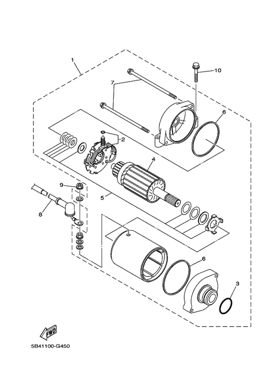 Yamaha 5UG-H1815-02 Cord, Starter Motor — shown on the Starting Motor parts diagram
