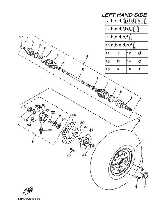 Yamaha 5UG-F5168-00 Cast Wheel, Front — shown on the Front Wheel parts diagram