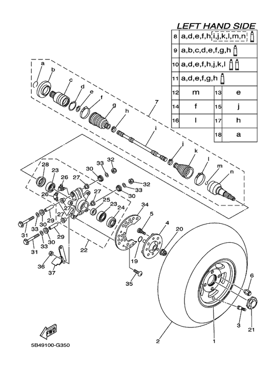 Yamaha 5B4-F511G-00 . Boot Band (Ball Joint) — shown on the Rear Wheel 3 parts diagram