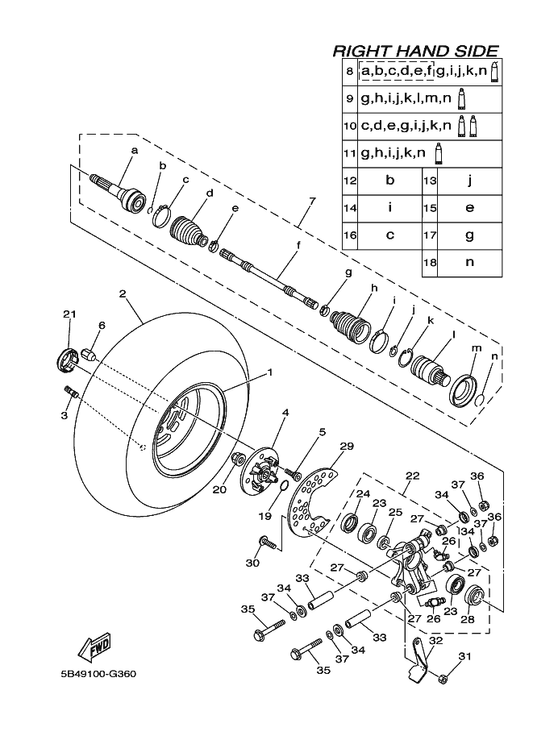Yamaha 5B4-F530U-00 . Ball Joint Set — shown on the Rear Wheel 4 parts diagram