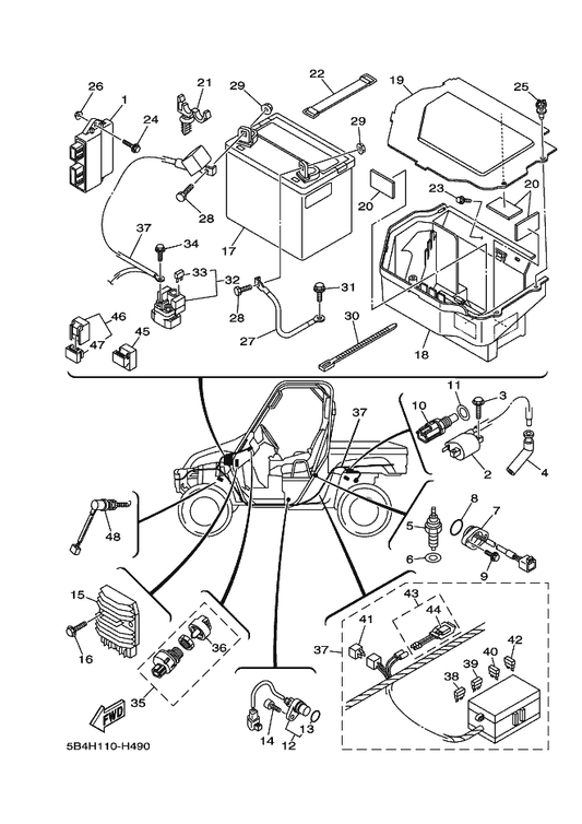 Yamaha 5UG-F3483-00 Rivet — shown on the Electrical 1 parts diagram