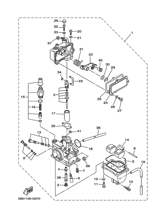Yamaha 7LG-14150-11 . Needle Assy — shown on the Carburetor parts diagram